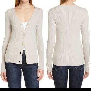 Lewit Button Detail Rib Cardigan Tan SZ S NWT
